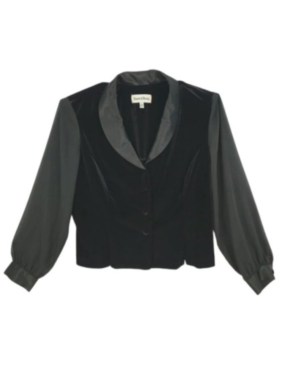 NWT Danny & Nicole Black Velvet Blazer Only Satin Trim Sheer Sleeves 18